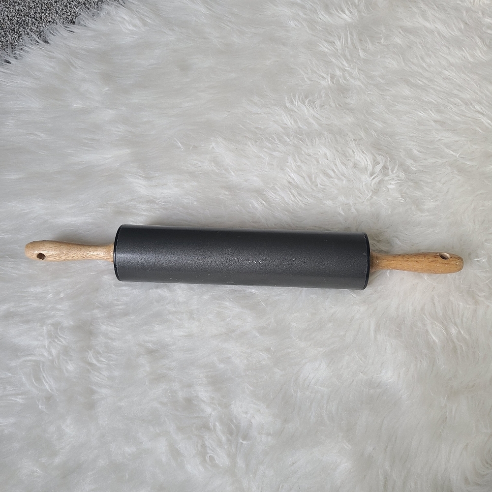 Gray Rolling Pin with Wooden Handles